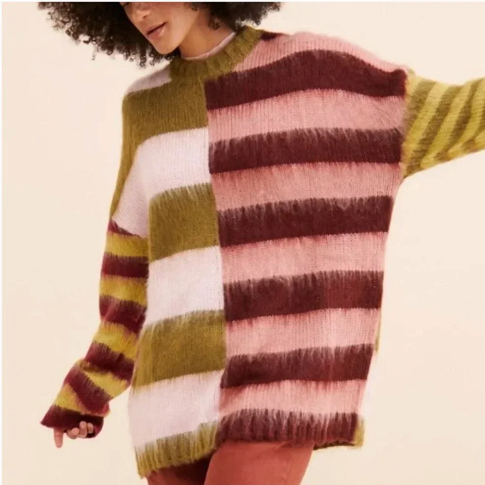 The ragged priest oversized striped fuzzy sweater NWOT - Picture 2 of 4